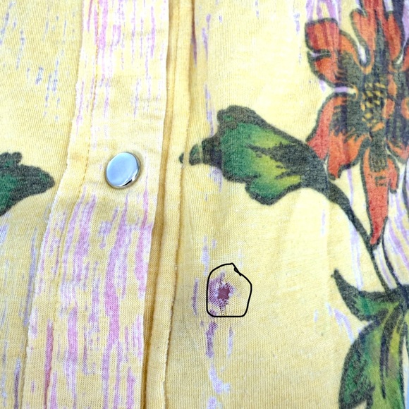 🔥Vtg Y2K Butterfly Dropout Yellow Graphic Pearl Snap Floral Western Button Shirt - Picture 14 of 14